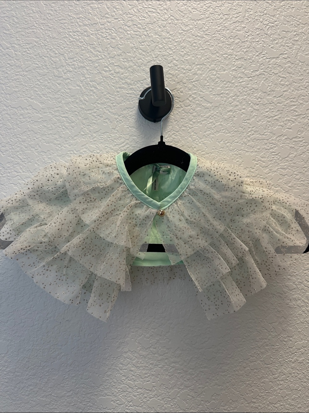 Janie and Jack Mint Green Glitter Tulle Tiana Disney Capelet